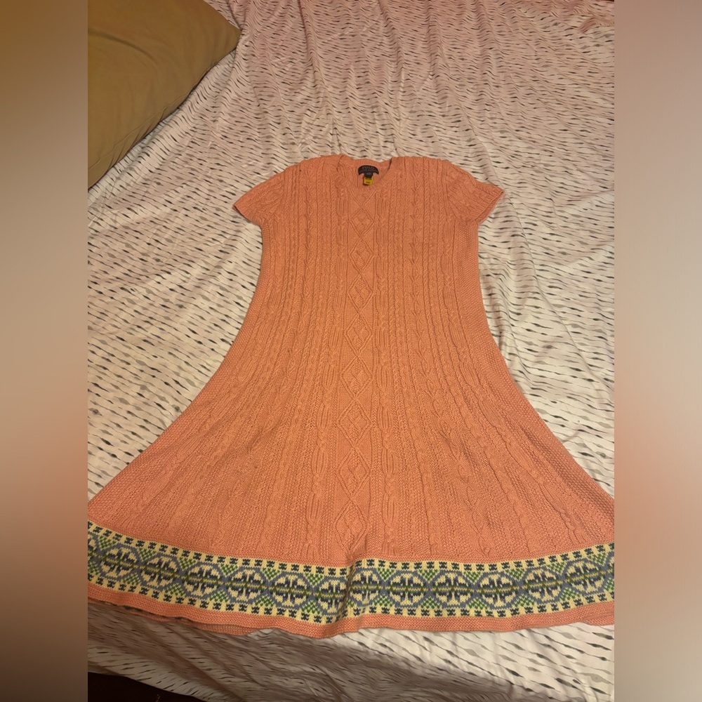 Pink Knitted Polo Kids Dress Size 12-14